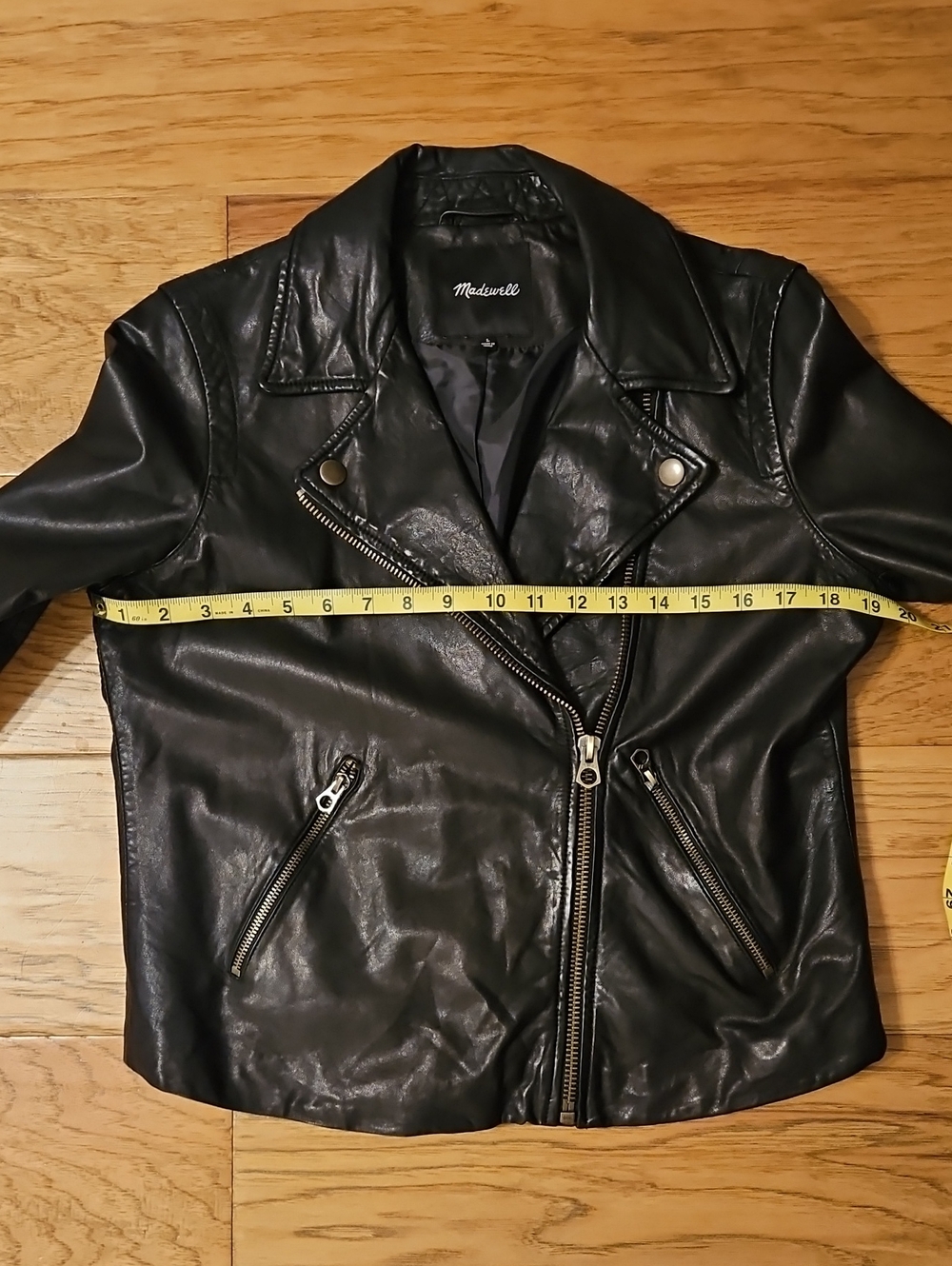 Madewell Washed Leather Motorcycle Jacket Brass Hardware Black Size Large - Picture 11 of 14